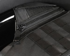 Close up of zipper on yoke strap